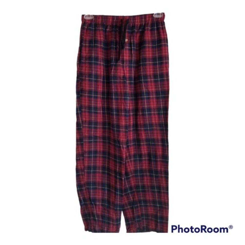 St Johns Bay Men's Flannel Pants Red, Blue and White Size Medium